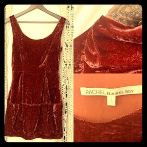 Velvet cocktail dress Burnt Orange - with pockets!
